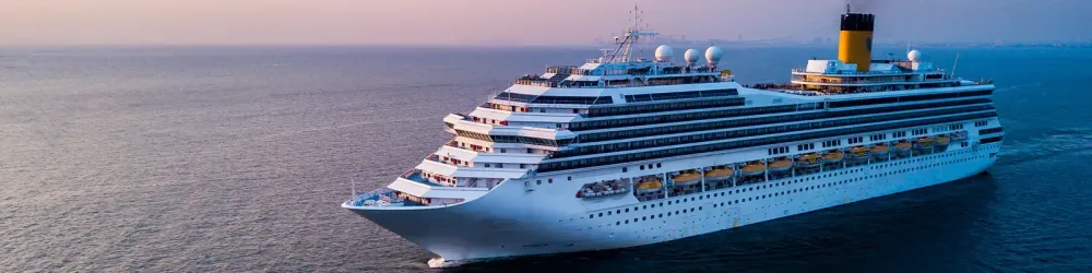 Aerial view large cruise ship at sea, Passenger cruise ship vessel